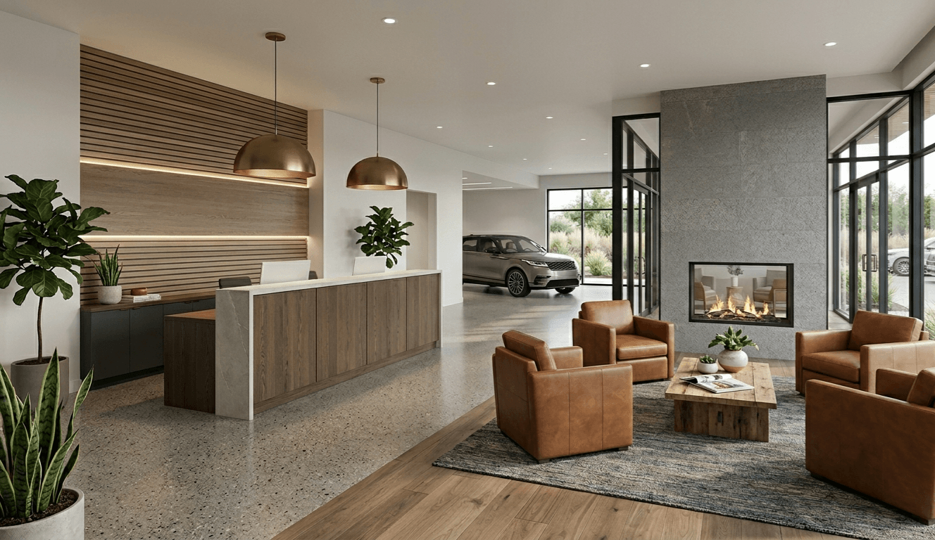 Auto dealership lobby and waiting area commercial interior