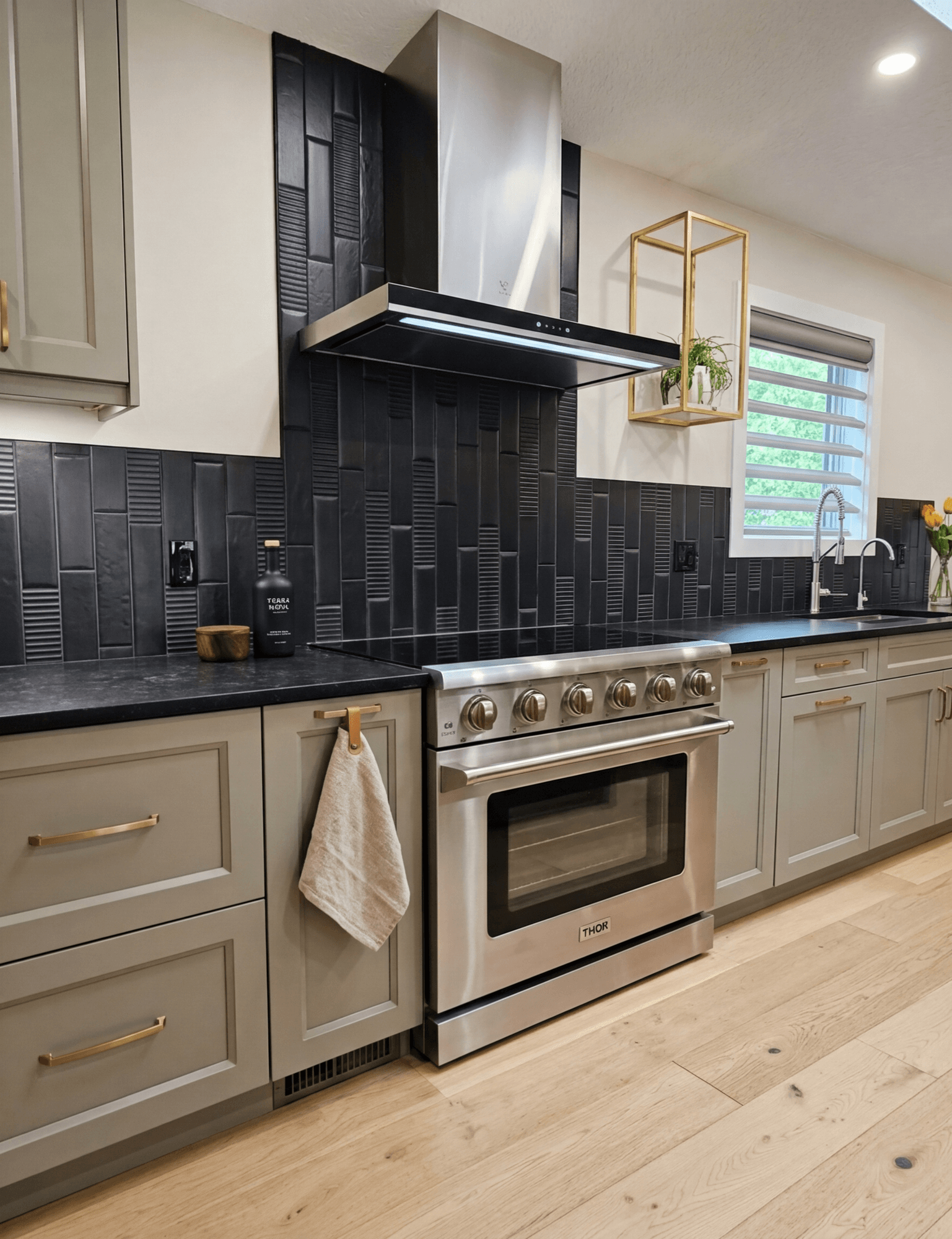 Long view through the skylight kitchen
