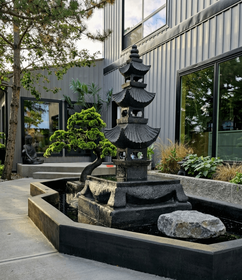 Lakehouse courtyard arrival concept by Interiors on Main